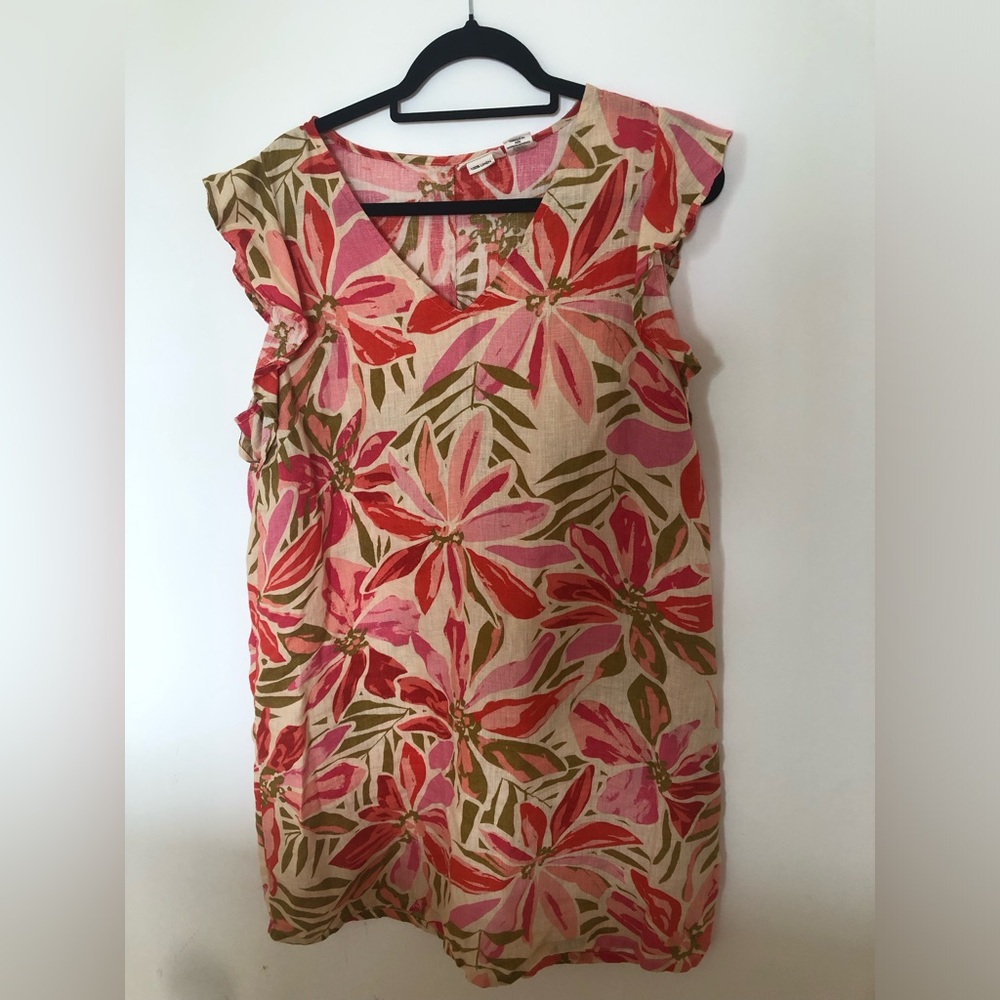 Nicole Miller linen  Floral V-Neck Tunic